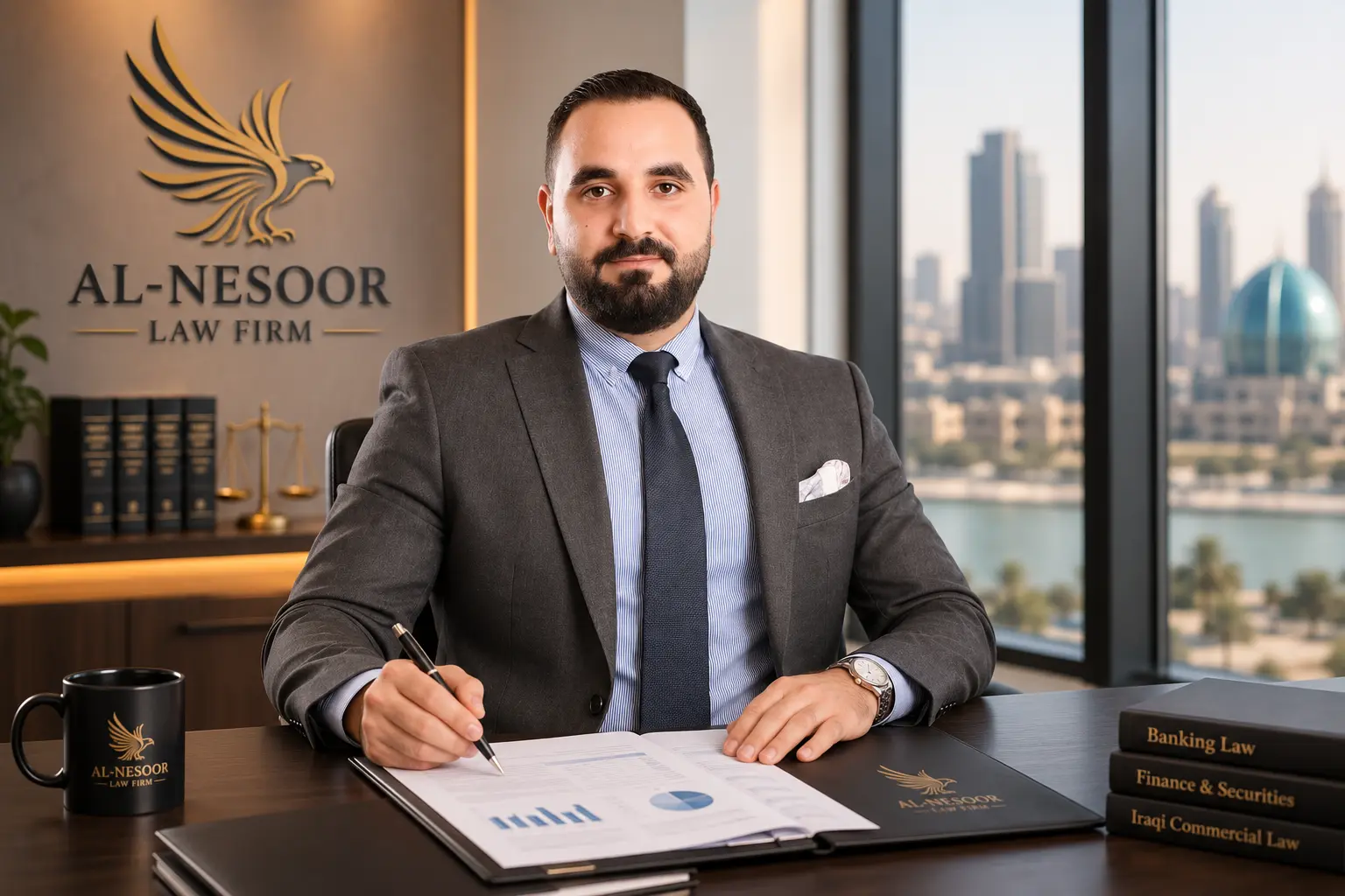 Banking and finance lawyers at Al-Nesoor Law Firm advising clients in Baghdad, Iraq