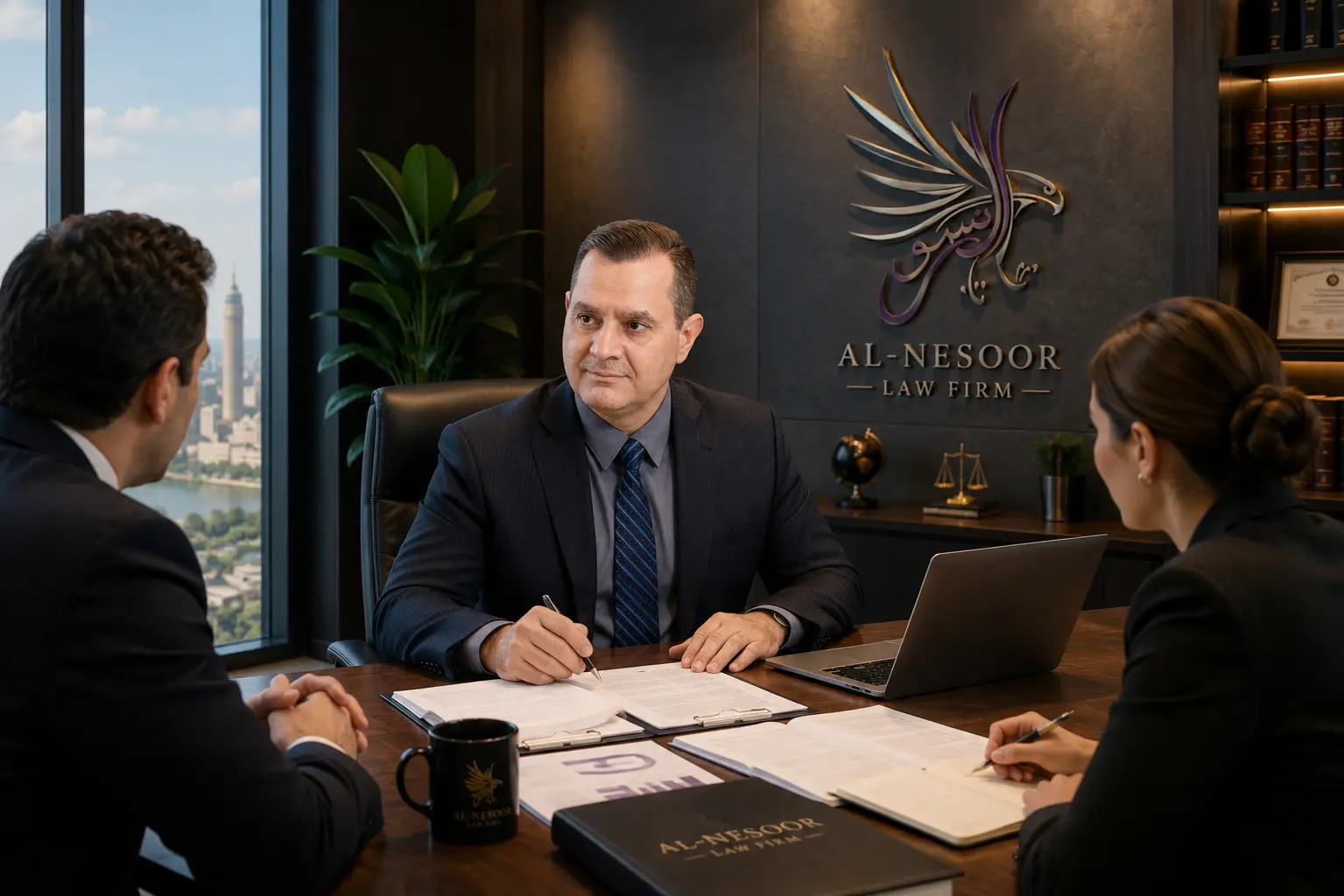 Corporate lawyers at Al-Nesoor Law Firm advising foreign investors in Baghdad, Iraq
