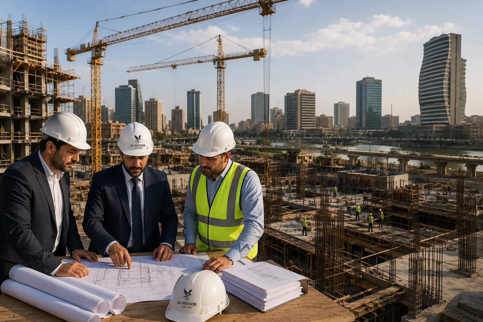 Construction lawyers at Al-Nesoor Law Firm advising infrastructure projects in Baghdad, Iraq