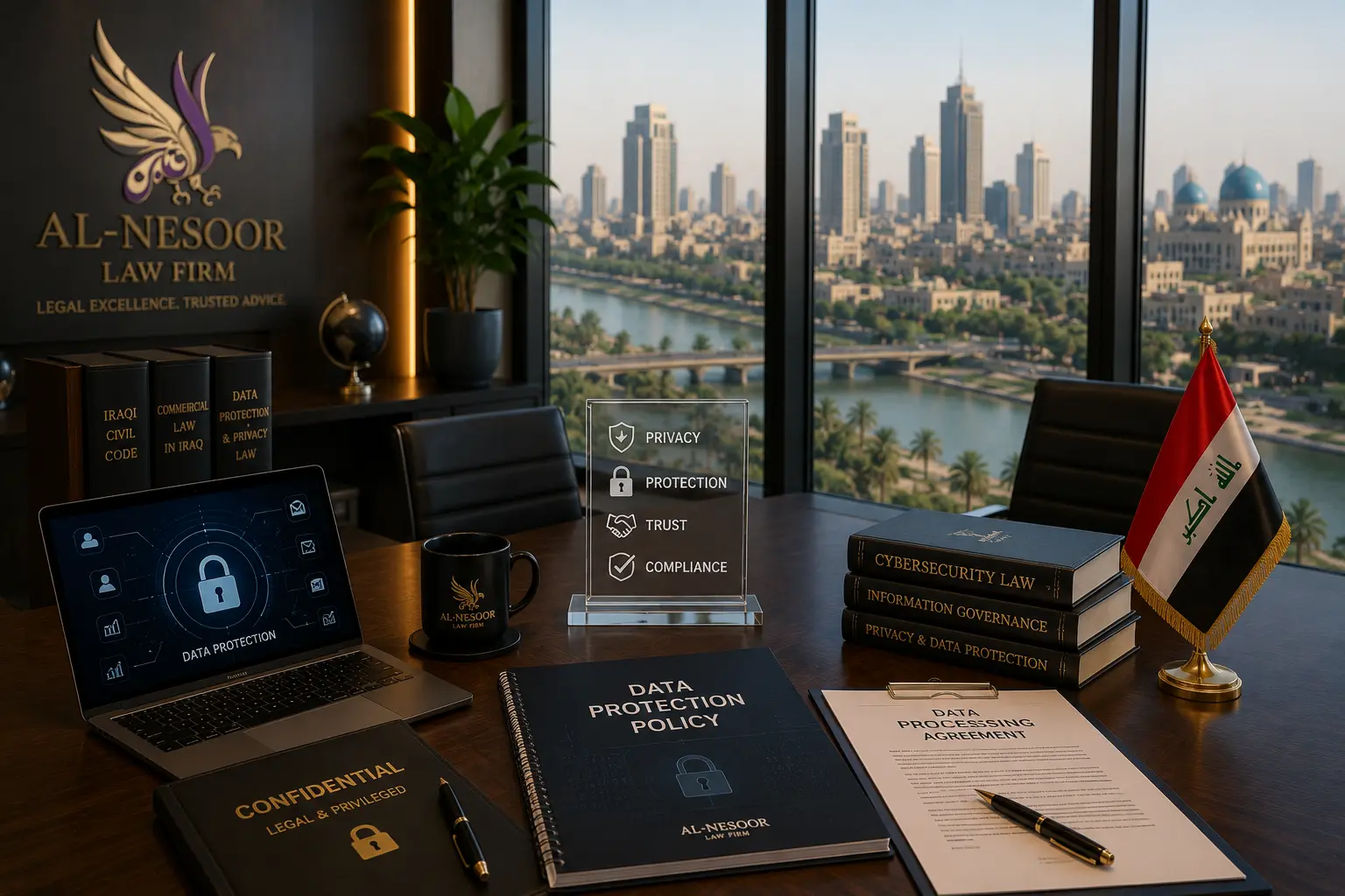 مستشارون قانونيون يناقشون حماية البيانات والامتثال لمتطلبات الخصوصية في بغداد، العراق